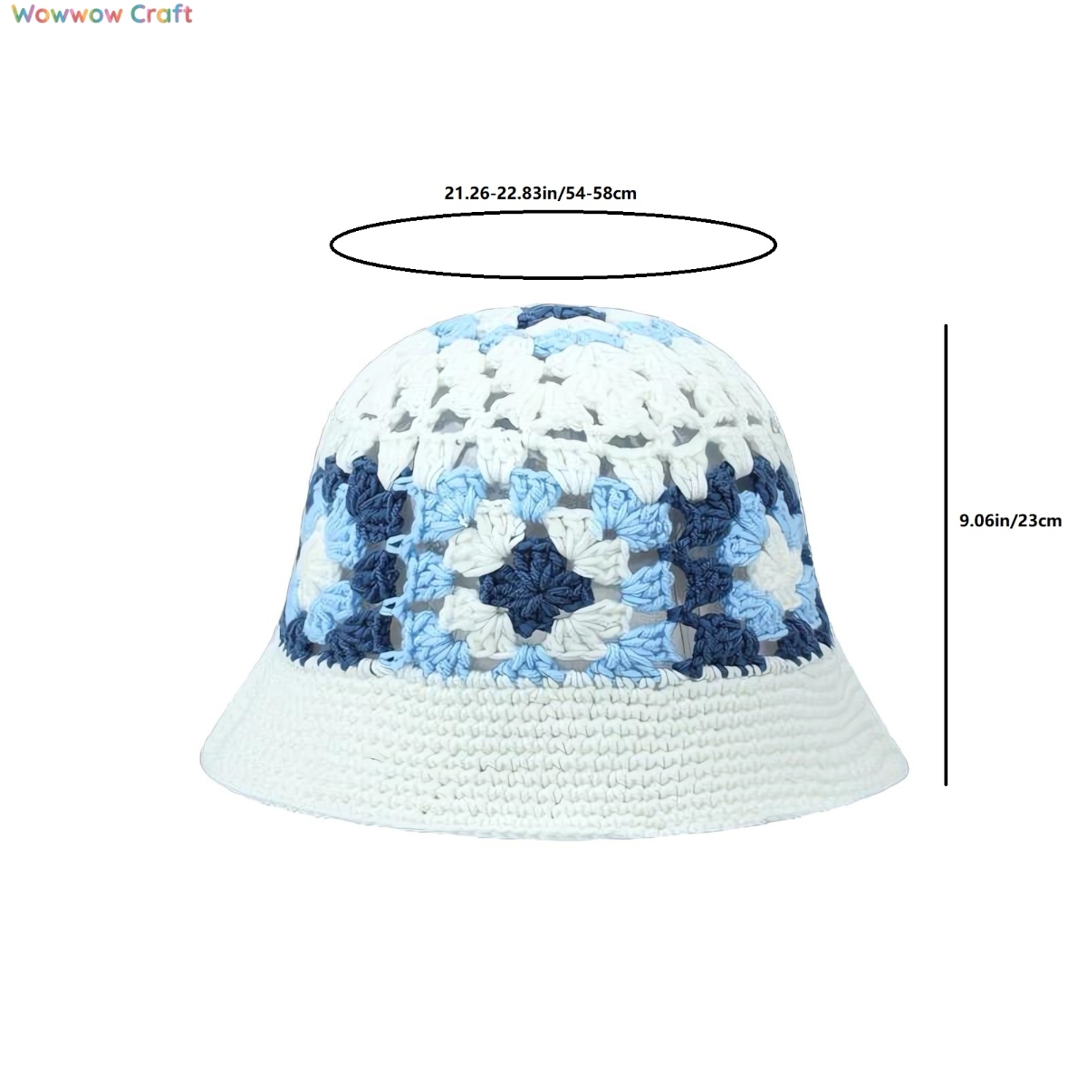 Crochet Hat,Handmade Flower Pattern Crocheted Bucket Hat - Crocheted hat